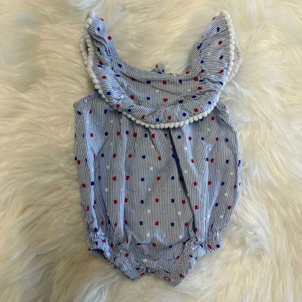 5/$30 Cat & Jack red white blue baby girl romper​